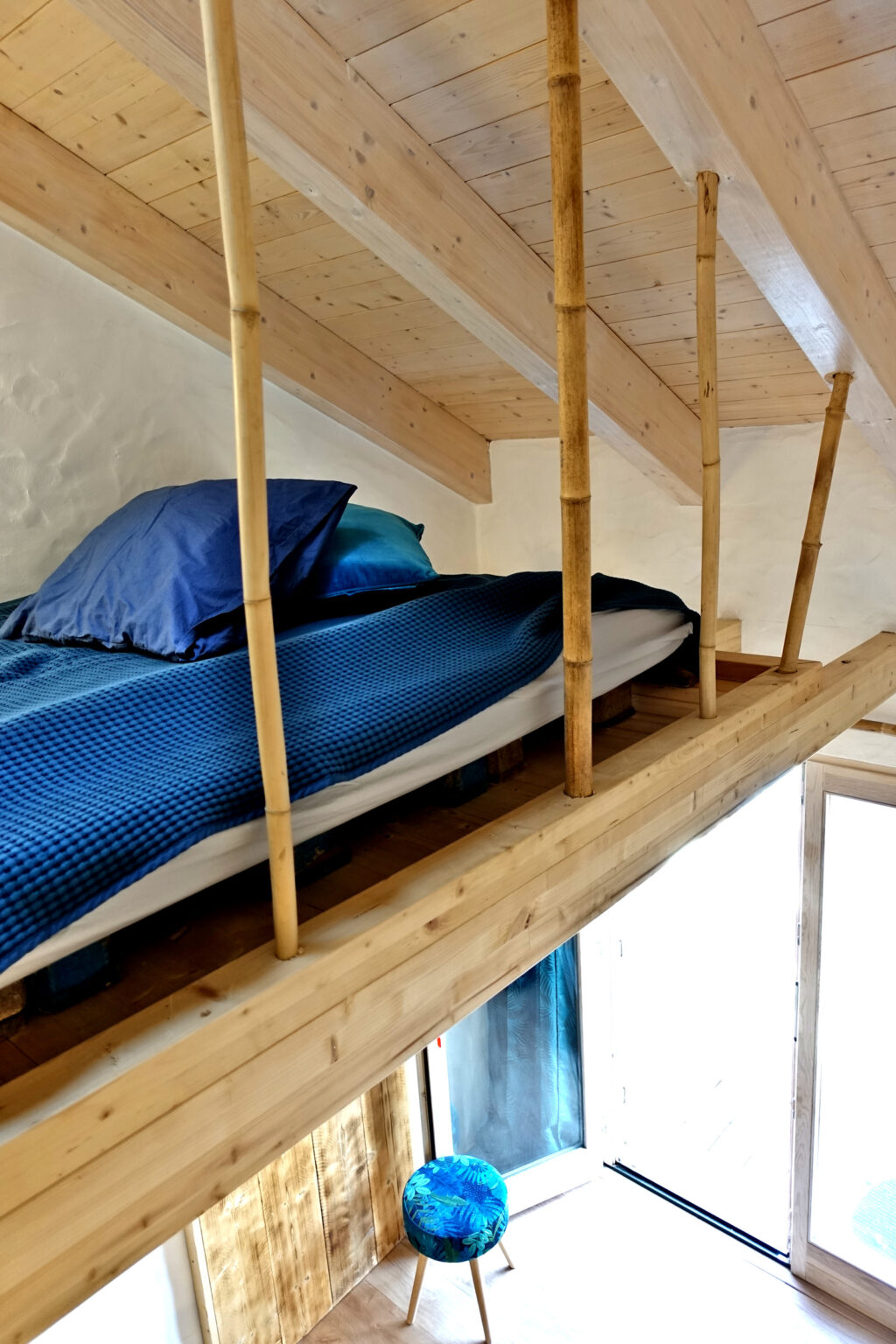 Upstairs double bed in the Hanuman apartment