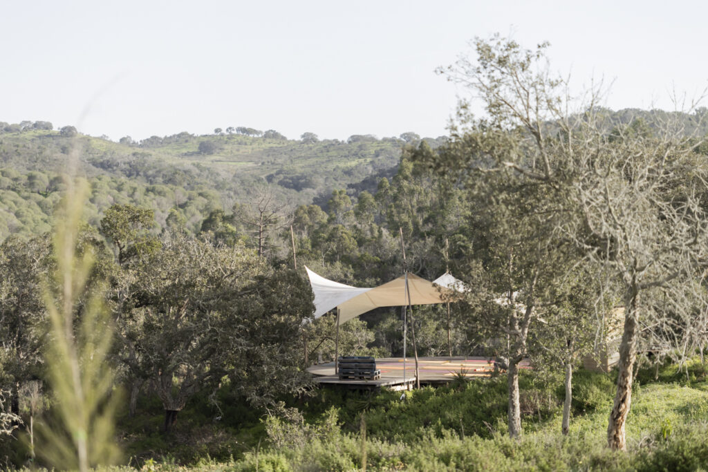 The yoga shala seen across the Pachawa land